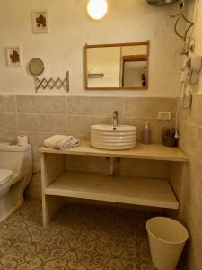 a bathroom with a sink and a mirror and a toilet at B&B petrafarmhouse in Wadi Musa +38 photos