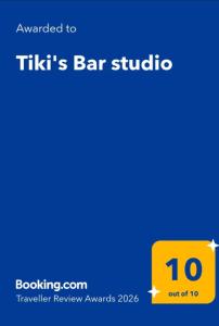 a screenshot of a cell phone with a tiks bar studio text at Tiki's Bar studio in Bucharest