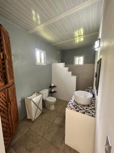 a bathroom with a toilet and a sink at Cabanas Los Colibris Hotel Ecolodge in San Carlos +111 photos