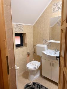 a small bathroom with a toilet and a sink at Cabana CORNESTEAN in Sighetu Marmaţiei +31 photos