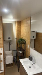 a kitchen with a sink and a counter top at Le petit chalet de Cholet in Cholet +9 photos