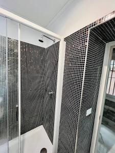 a bathroom with a shower and a glass door at Beauty Holidays in Rome