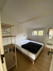 a bedroom with a bunk bed and a ladder at Sea & Stay Bredene Zeewind 2 in Bredene +17 photos