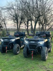 Eine Gruppe von vier Quads parkte im Gras. in der Unterkunft Forest idyll in Repaš
