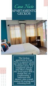 a collage of two pictures of a bedroom with a bed at Nicte Guesthouse in Flores