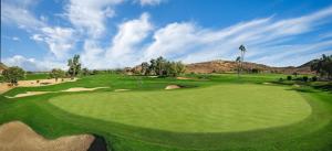 a view of a golf course with mountains in the background at Hilton Phoenix Tapatio Cliffs Resort in Phoenix