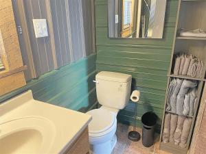 a bathroom with a white toilet and a sink at Buckhorn Lookout in Custer