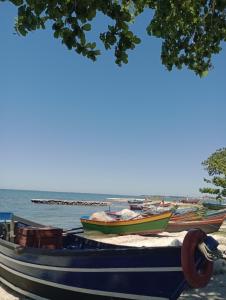 a group of boats parked next to the water at Renascer in São Pedro da Aldeia