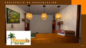 a room with a counter with lights on it at Tucuma Casa Hotel in Leticia