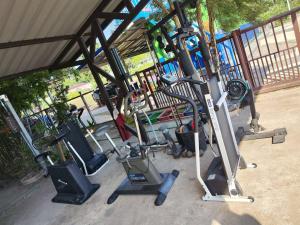 an overhead view of a gym with several tread machines at Min Land Resort in Ban Lan Nok
