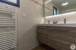 a bathroom with a sink and a mirror at Les bichous in Saint-Thomas