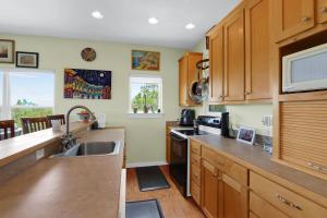 a kitchen with wooden cabinets and a sink at Valley View in Fischer