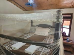a bedroom with a bed with a canopy at Mama Washindi Lodge in Pakwach East