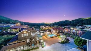 an aerial view of a residential neighborhood at night at Gyeongju Areum Maru in Gyeongju