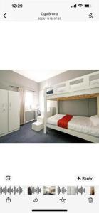 two pictures of a bedroom with a bunk bed at Lodge & Backpackers at Star Legend Parow in Parow