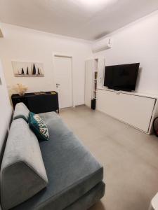 a living room with a couch and a flat screen tv at I Limoni in Sanremo +6 photos