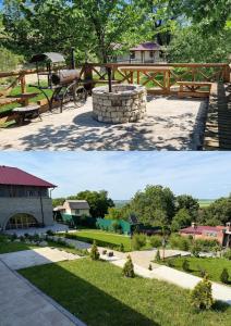 two pictures of a park before and after at Cazare-LaBadeaMircea in Soroca