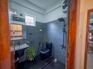 a bathroom with a toilet and a sink and a mirror at The Mount View Single Tree Hotel in Nuwara Eliya +103 photos