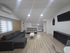 a living room with a couch and a tv at Hostal NV Palacio Congresos in Málaga