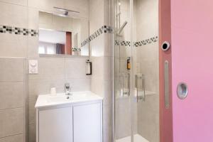a bathroom with a sink and a shower at le saint Hubert in Arcis-sur-Aube +59 photos