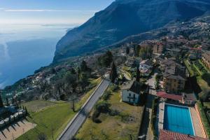 an aerial view of a town on a mountain at La Portella - Gardagate in Tignale
