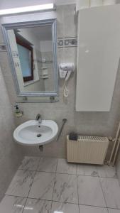 a bathroom with a sink and a mirror at Počitniška hiša Novak in Bohinj +8 photos