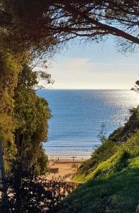 a beach with people on the sand and the ocean at Apartamento Amy 4 in Huelva
