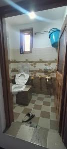 a bathroom with a toilet and a window at Scenic Mountain Hut Naranag in Kangan
