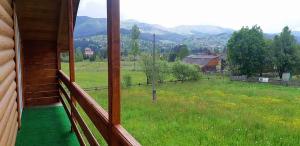 a window of a house with a view of a field at Топірець in Vorokhta