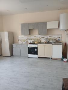 a large kitchen with a stove and appliances at Апартамент in Yerevan