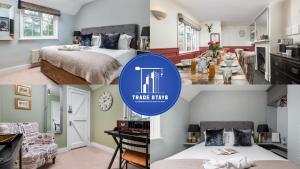 a collage of four pictures of a bedroom at LUXURIOUS Country Rooms in Hurley - THE FOX in Hurley +32 photos