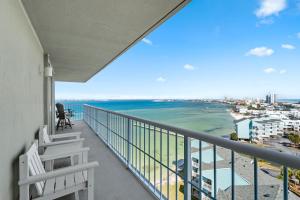 a balcony with a view of the ocean at Tristan Towers Unit 10E in Pensacola Beach