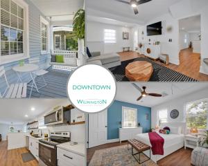 a collage of photos of a kitchen and a living room at Urban Oasis in Wilmington