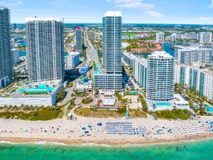 an aerial view of a beach in front of a city at Hollywood Beach Luxury & Ocean Views in Hollywood