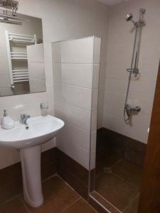 ein Badezimmer mit Waschbecken und Dusche in der Unterkunft Hotel Reverence in Tbilisi City + 48 Fotos