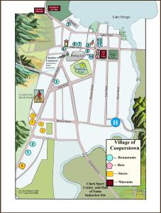 a map of the village of compendium at Cooperstown Bed and Breakfast in Cooperstown