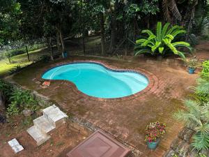 an overhead view of a swimming pool in a yard at Die Anker Kothuis in Southbroom