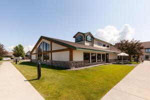 a building with a clock tower on top of it at MountainView Lodge and Suites in Bozeman +44 photos