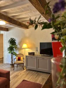 a living room with a television and a couch at Dimore Romeo - La Dimora del Corso in Montecastrilli