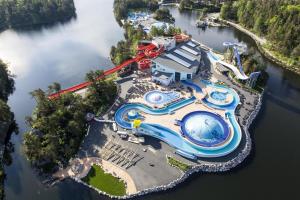 an aerial view of a water park with a pool at The Seabreeze Marina in Mandal
