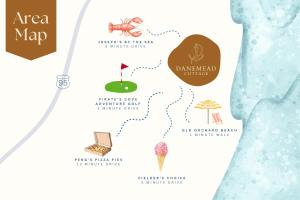 a map of an area map with at Danemead Cottage - For 10ppl in Old Orchard Beach