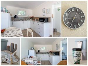 a collage of pictures of a kitchen with a clock at Ria's Rest Self Catering Flatlet in Sedgefield