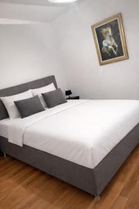 Zwei Betten in einem Schlafzimmer mit einem Bild an der Wand in der Unterkunft Apartment Ivana Imotski near Makarska in Imotski