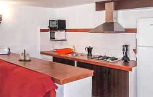a kitchen with a counter and a stove top oven at La Cuadra in Málaga