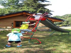 a group of children playing on a slide at Feriendorf Reinskopf in der Eifel in Schönecken
