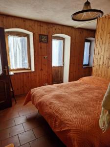 a bedroom with a bed and two windows at maso denis in Canale San Bovo +14 photos