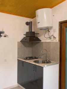 a kitchen with a sink and a stove at Church-View Lodge by Green Garden, Dilijan in Dilijan