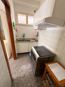 a small kitchen with a stove and a sink at Casa Vacanze da Francesco in Lettopalena