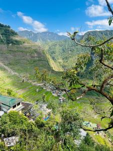 a view of a valley with a river and mountains at Batad Pension Ph in Banaue