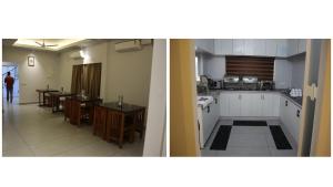 two views of a kitchen and a dining room at Horizon Nest in Agatti
